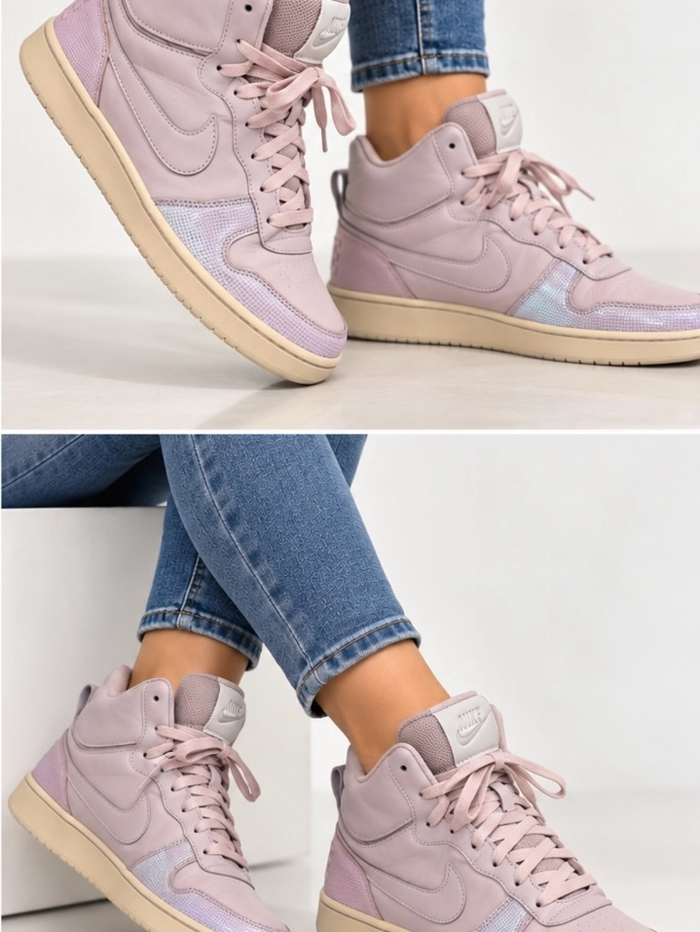 Nike Women’s Mid-Top Sneakers in Dusty Pink and Cream Sole